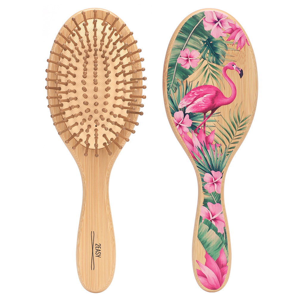 air cushion wooden medium hairbrush front and back
